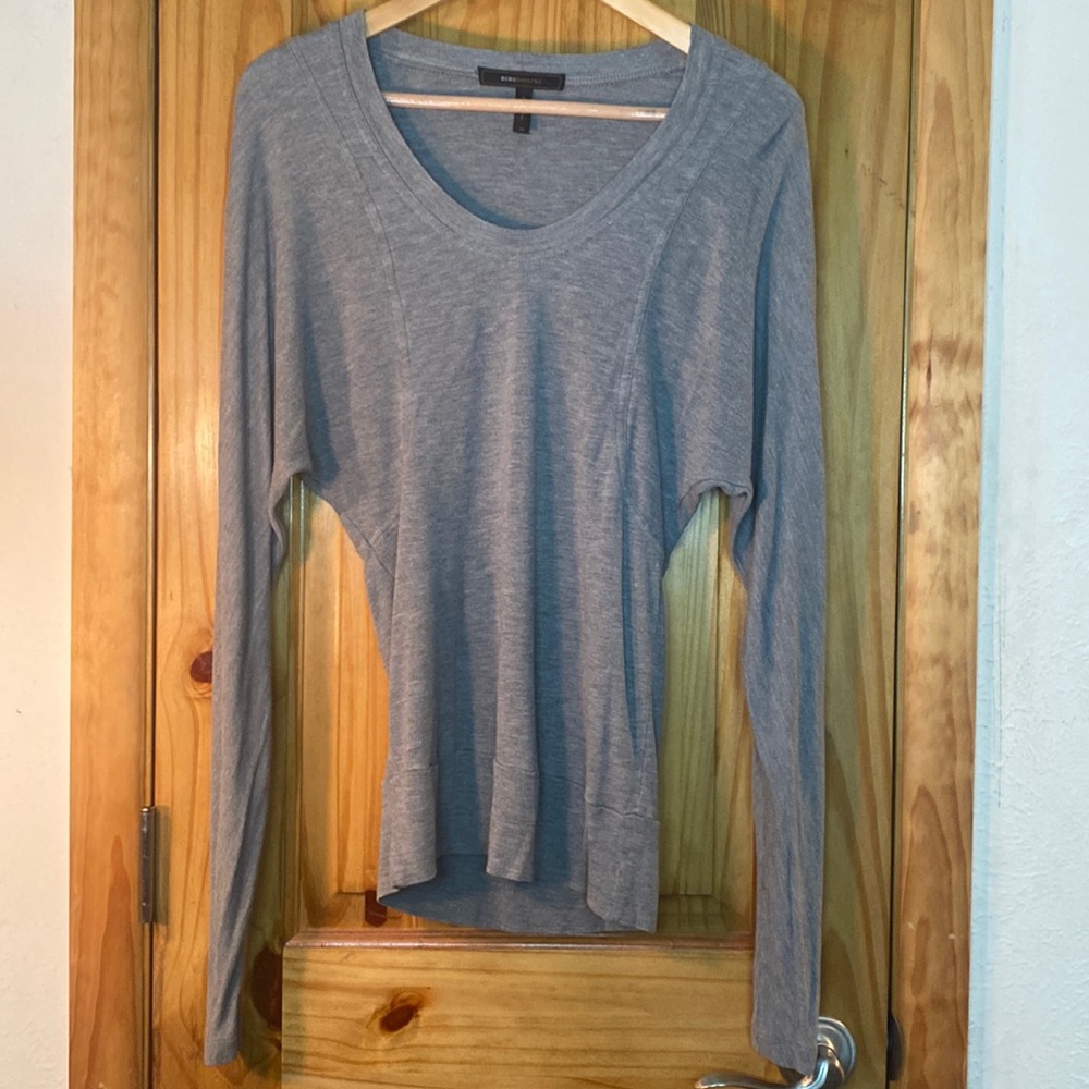 BCBG MaxAzria Long Sleeve Grey Top